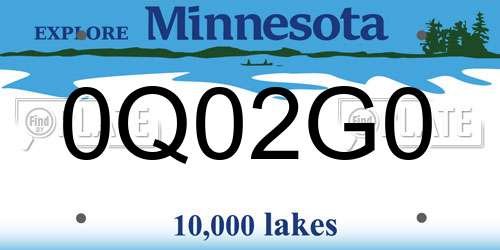 0Q02G0 Minnesota License Plate