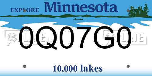 0Q07G0 Minnesota License Plate