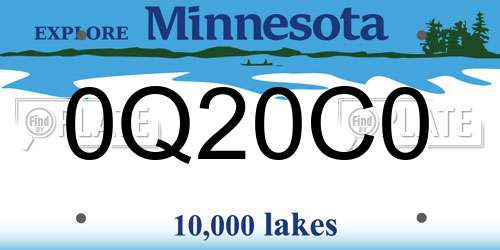 0Q20C0 Minnesota License Plate