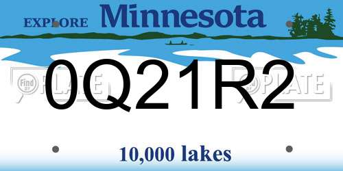 0Q21R2 Minnesota License Plate