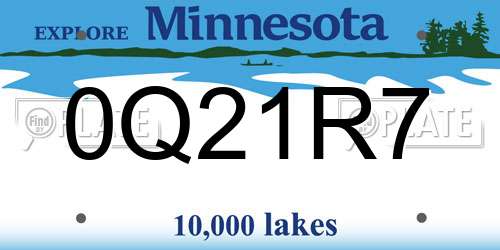 0Q21R7 Minnesota License Plate