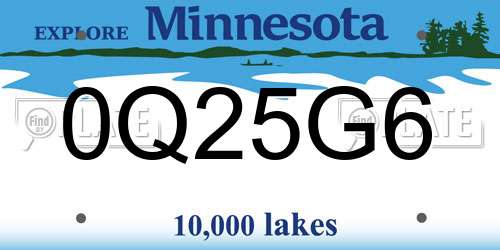 0Q25G6 Minnesota License Plate