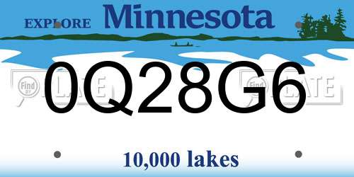 0Q28G6 Minnesota License Plate