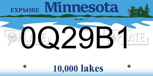 0Q29B1 Minnesota License Plate