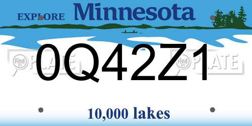 0Q42Z1 Minnesota License Plate