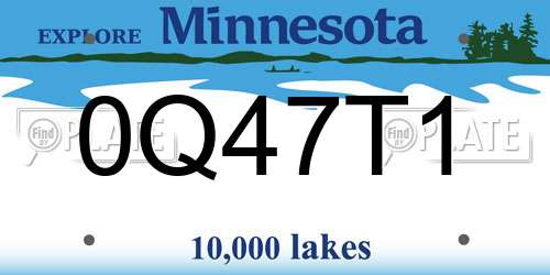0Q47T1 Minnesota License Plate