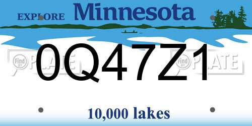 0Q47Z1 Minnesota License Plate
