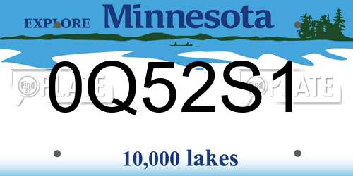 0Q52S1 Minnesota License Plate