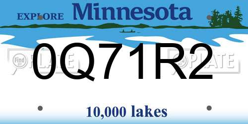0Q71R2 Minnesota License Plate