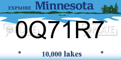 0Q71R7 Minnesota License Plate