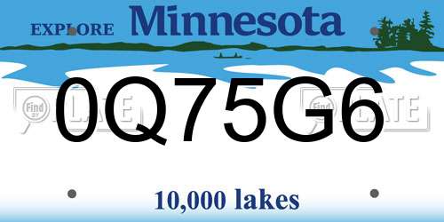 0Q75G6 Minnesota License Plate