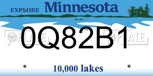 0Q82B1 Minnesota License Plate