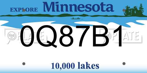 0Q87B1 Minnesota License Plate