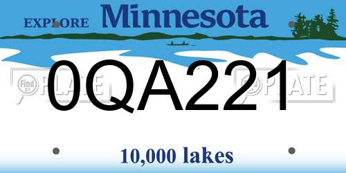 0QA221 Minnesota License Plate