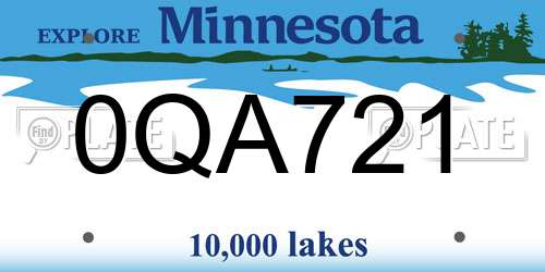 0QA721 Minnesota License Plate