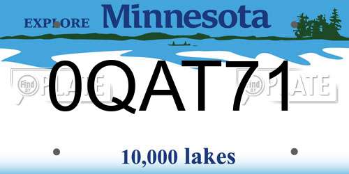 0QAT71 Minnesota License Plate