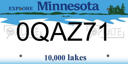 0QAZ71 Minnesota License Plate