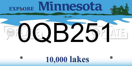 0QB251 Minnesota License Plate
