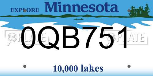 0QB751 Minnesota License Plate