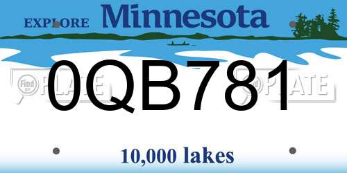 0QB781 Minnesota License Plate