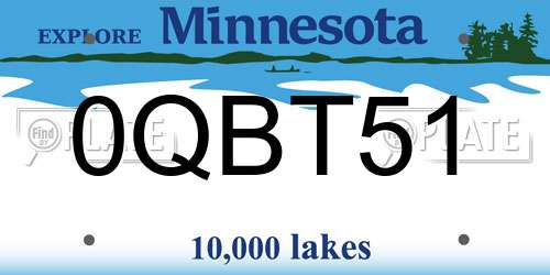 0QBT51 Minnesota License Plate