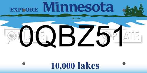 0QBZ51 Minnesota License Plate