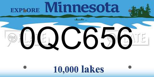 0QC656 Minnesota License Plate