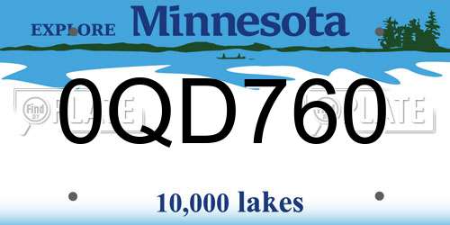 0QD760 Minnesota License Plate