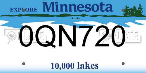 0QN720 Minnesota License Plate