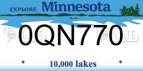 0QN770 Minnesota License Plate