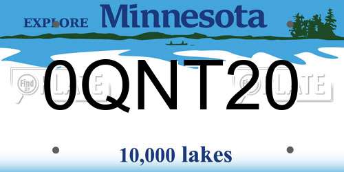 0QNT20 Minnesota License Plate