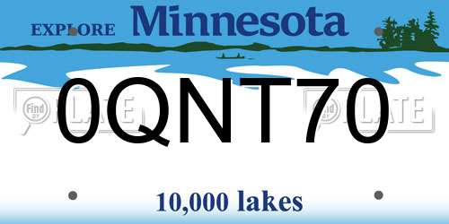 0QNT70 Minnesota License Plate