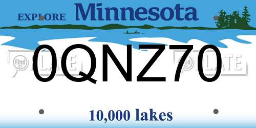 0QNZ70 Minnesota License Plate