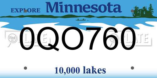 0QO760 Minnesota License Plate