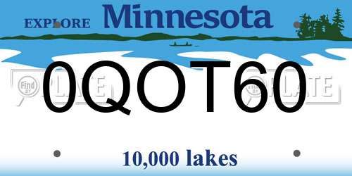 0QOT60 Minnesota License Plate