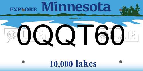 0QQT60 Minnesota License Plate