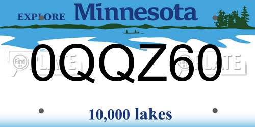 0QQZ60 Minnesota License Plate