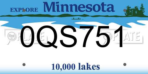 0QS751 Minnesota License Plate