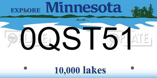 0QST51 Minnesota License Plate