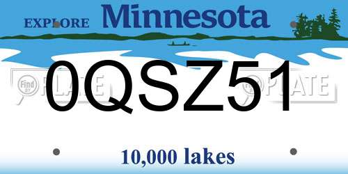 0QSZ51 Minnesota License Plate