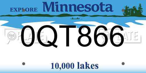 0QT866 Minnesota License Plate