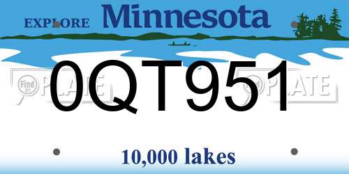0QT951 Minnesota License Plate