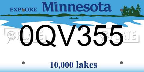 0QV355 Minnesota License Plate