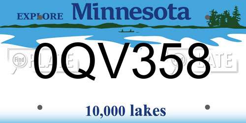 0QV358 Minnesota License Plate