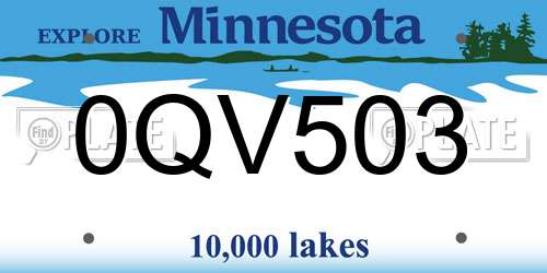 0QV503 Minnesota License Plate