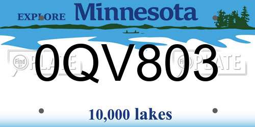 0QV803 Minnesota License Plate