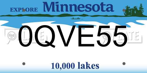 0QVE55 Minnesota License Plate