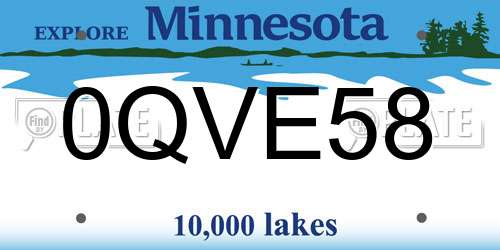 0QVE58 Minnesota License Plate