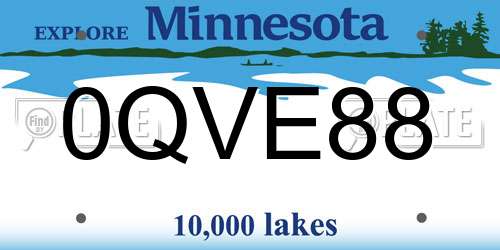 0QVE88 Minnesota License Plate