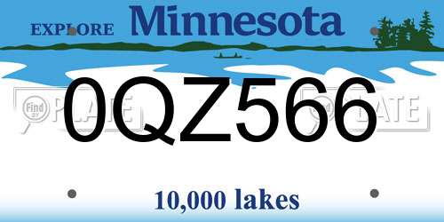 0QZ566 Minnesota License Plate